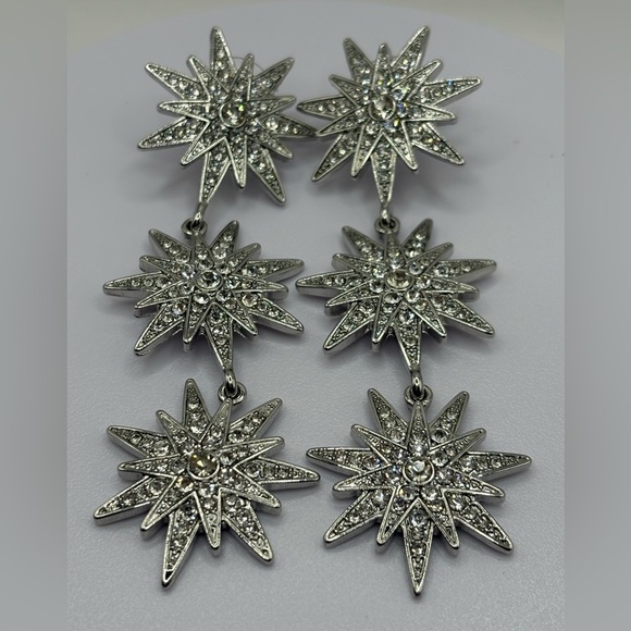 BRIDAL👰 CRYSTAL 🌟 STARBURST Earrings PAGEANT 👸 SWAROVSKI - Picture 6 of 9